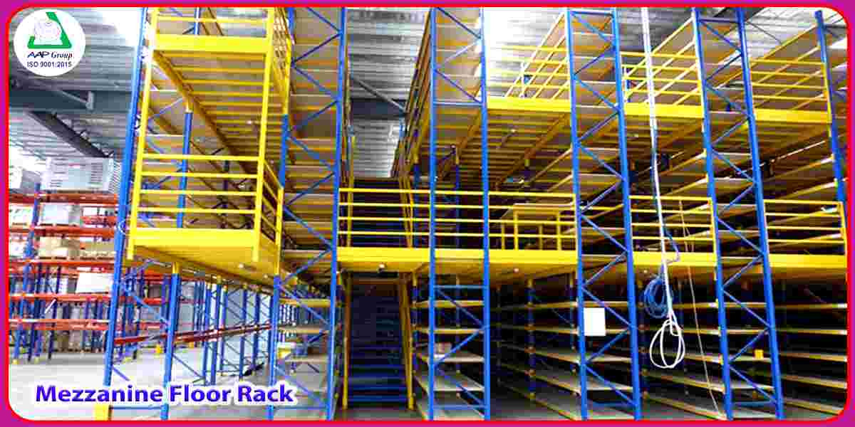 Slide showcasing customizable mezzanine floor racking systems to maximize vertical space